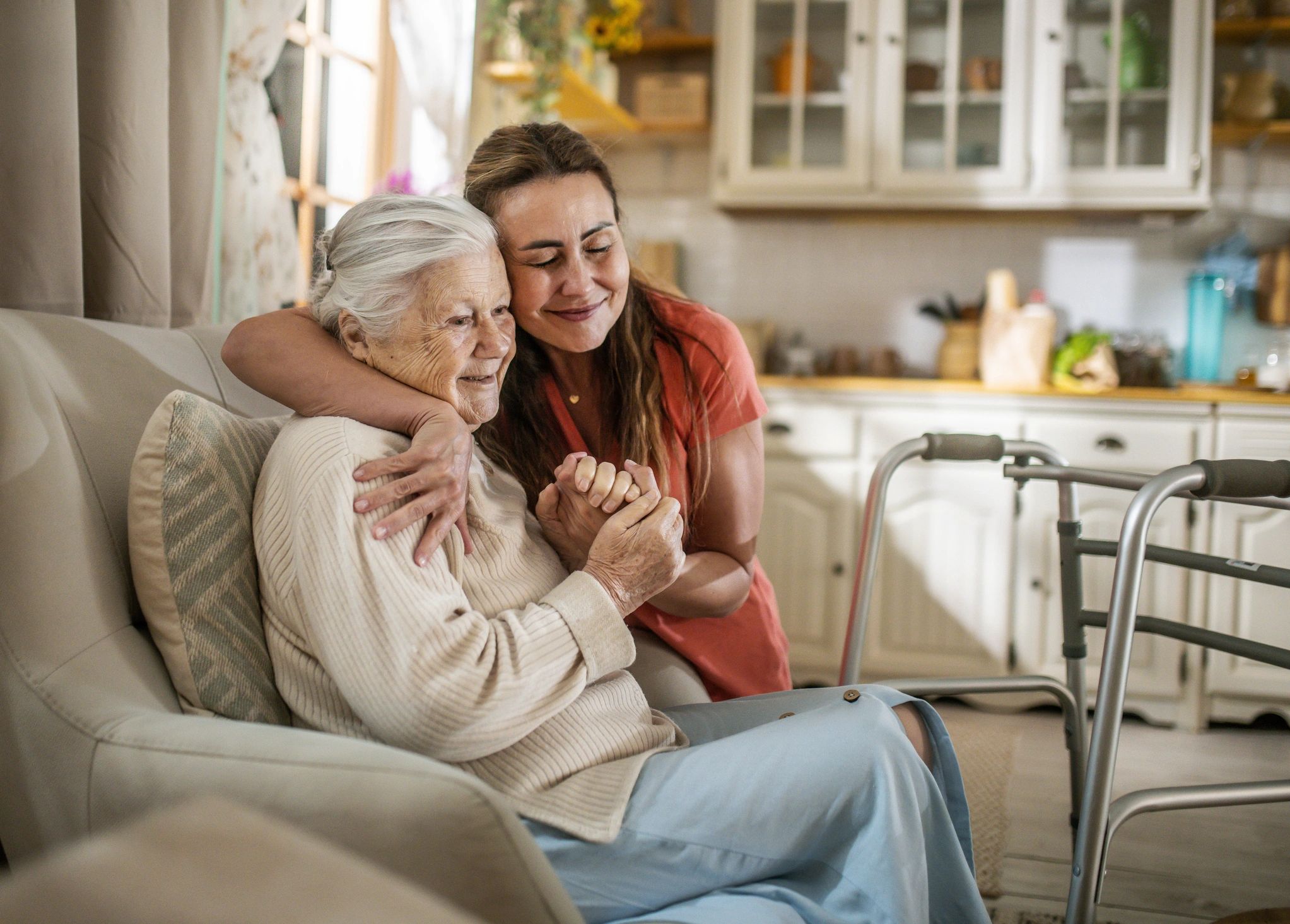 happy seniors at home